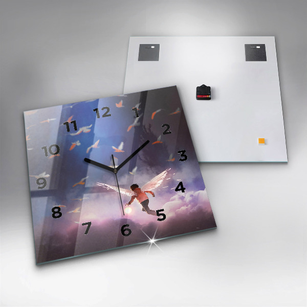 Orologio quadrato in vetro Ragazzo con le ali