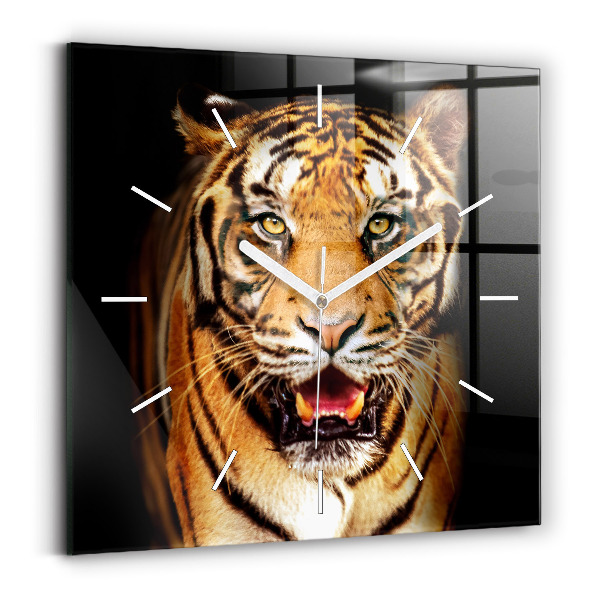 Orologio quadrato in vetro Tigre - sguardo selvaggio