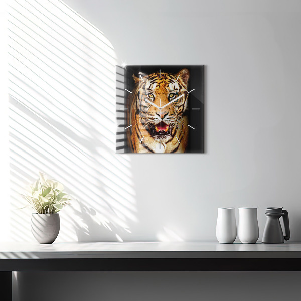 Orologio quadrato in vetro Tigre - sguardo selvaggio