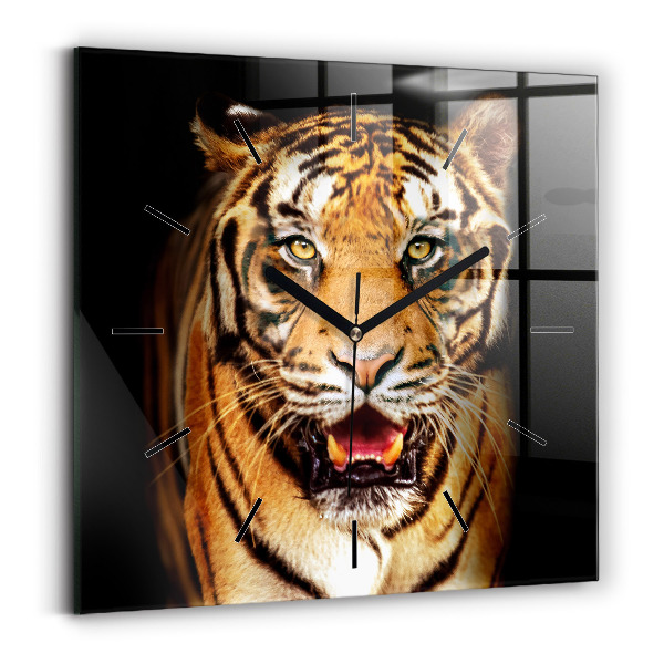 Orologio quadrato in vetro Tigre - sguardo selvaggio