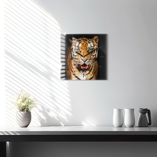 Orologio quadrato in vetro Tigre - sguardo selvaggio