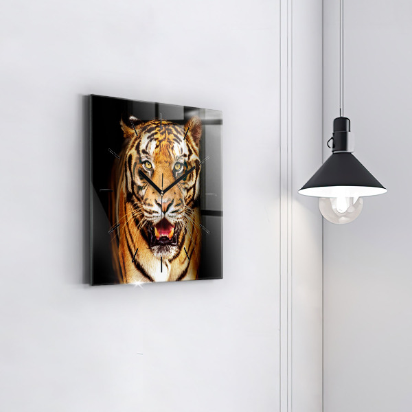 Orologio quadrato in vetro Tigre - sguardo selvaggio