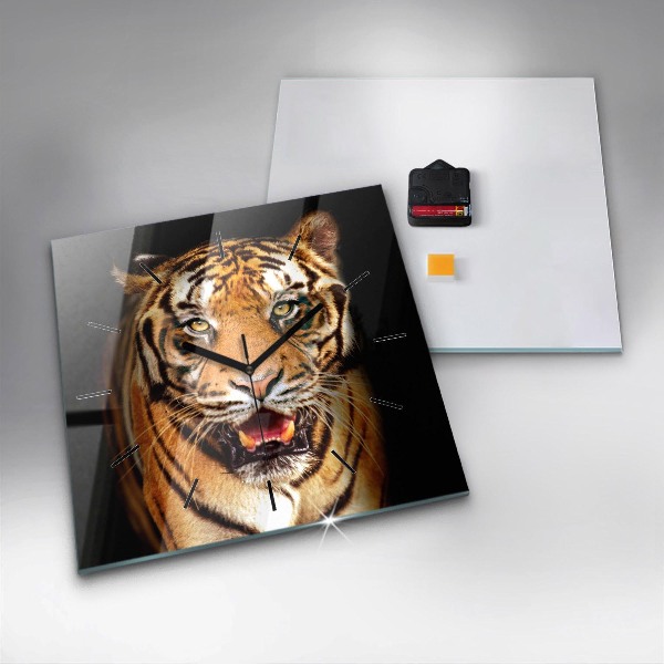 Orologio quadrato in vetro Tigre - sguardo selvaggio