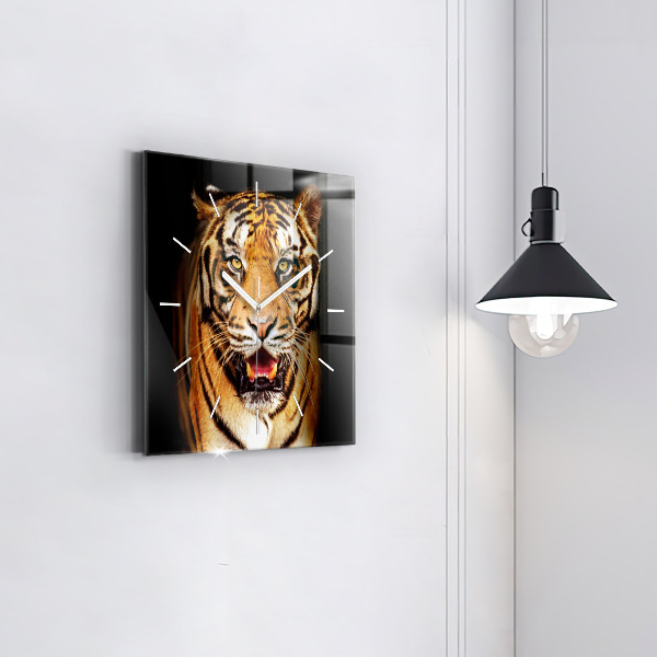 Orologio quadrato in vetro Tigre - sguardo selvaggio