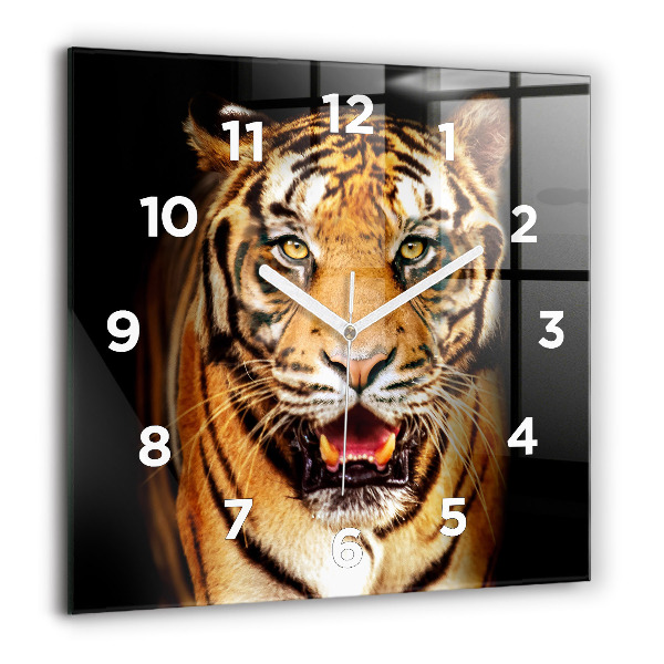Orologio quadrato in vetro Tigre - sguardo selvaggio