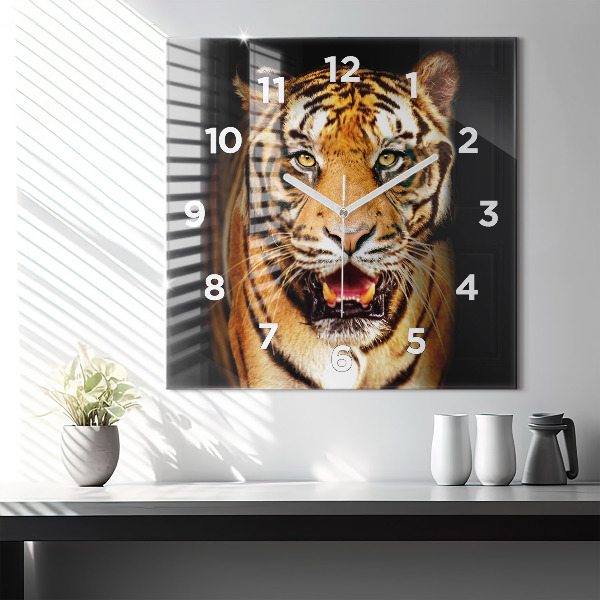 Orologio quadrato in vetro Tigre - sguardo selvaggio