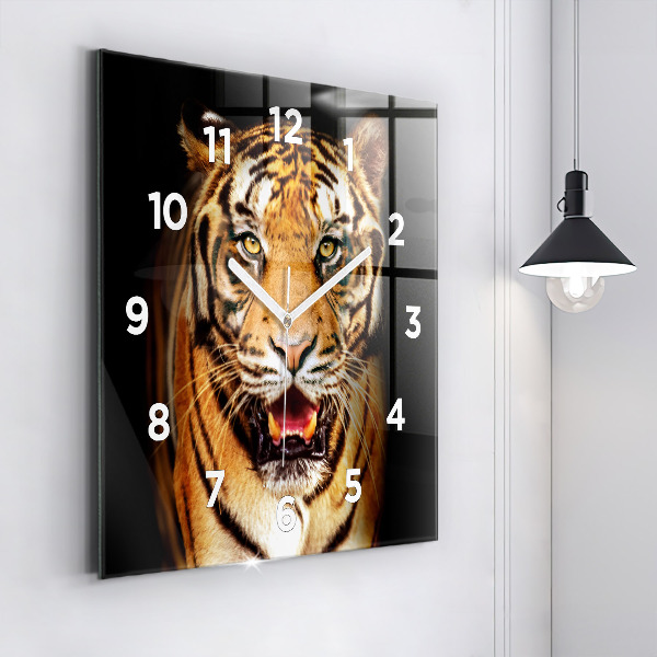 Orologio quadrato in vetro Tigre - sguardo selvaggio