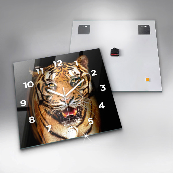 Orologio quadrato in vetro Tigre - sguardo selvaggio