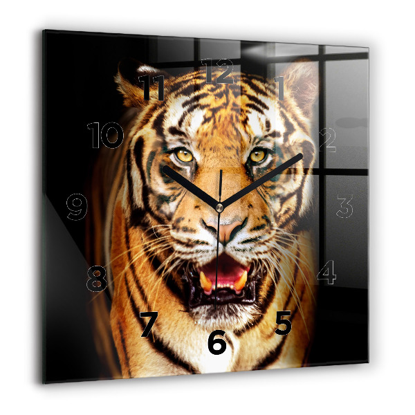 Orologio quadrato in vetro Tigre - sguardo selvaggio