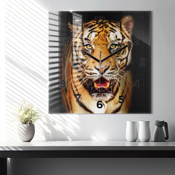Orologio quadrato in vetro Tigre - sguardo selvaggio