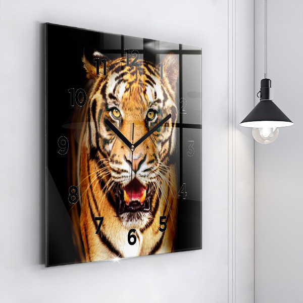 Orologio quadrato in vetro Tigre - sguardo selvaggio