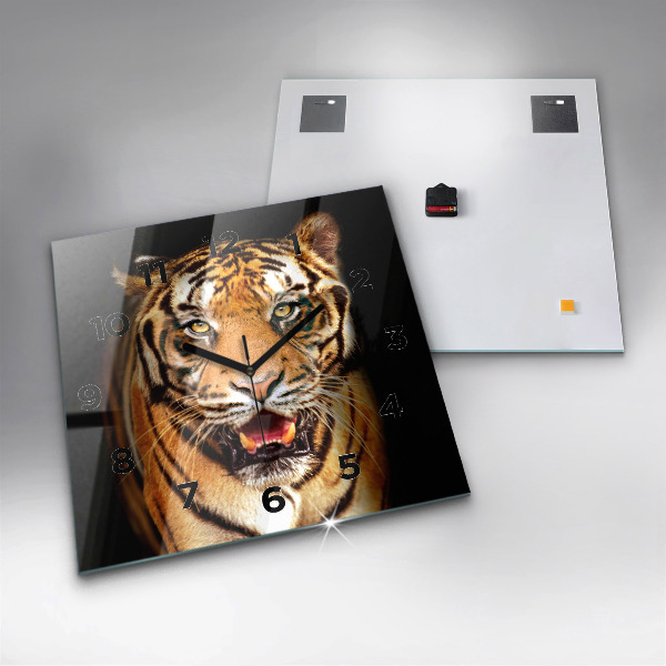 Orologio quadrato in vetro Tigre - sguardo selvaggio