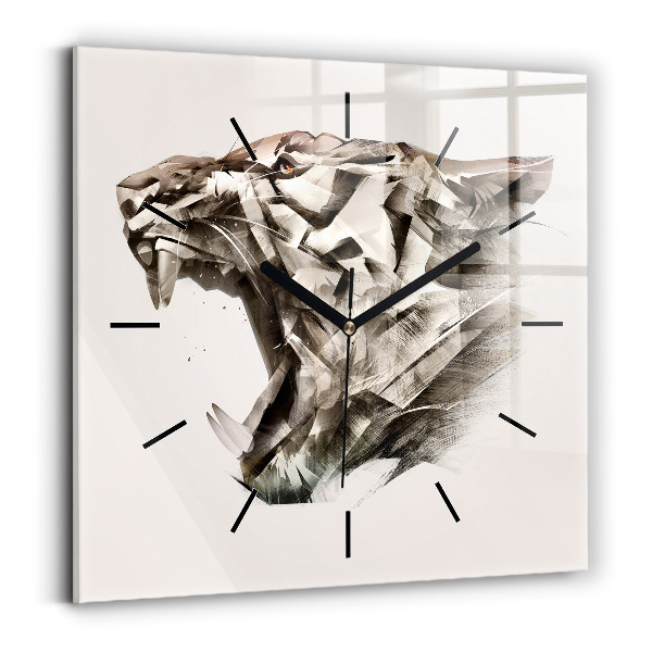 Orologio quadrato in vetro ritratto dipinto di una tigre