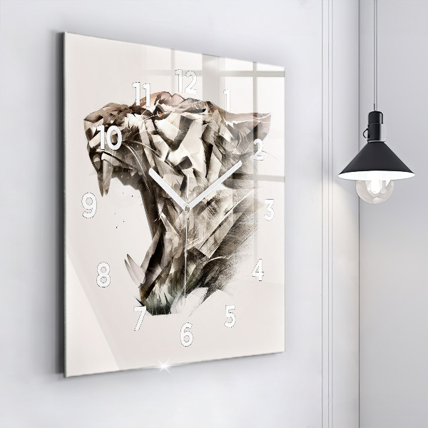 Orologio quadrato in vetro ritratto dipinto di una tigre