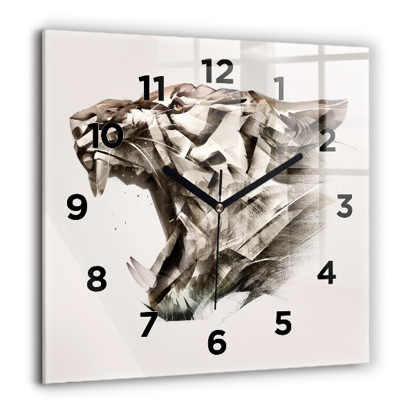 Orologio quadrato in vetro ritratto dipinto di una tigre