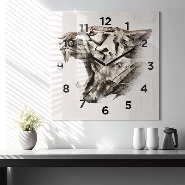 Orologio quadrato in vetro ritratto dipinto di una tigre