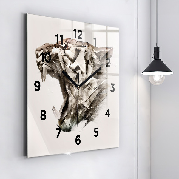 Orologio quadrato in vetro ritratto dipinto di una tigre