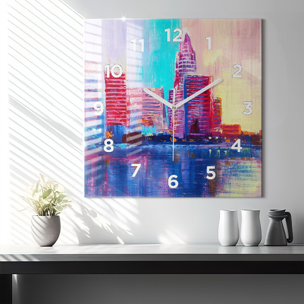 Orologio quadrato in vetro Astrazione del grattacielo