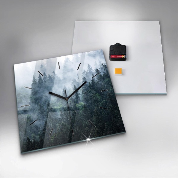 Orologio quadrato in vetro Paesaggio montano nebbioso