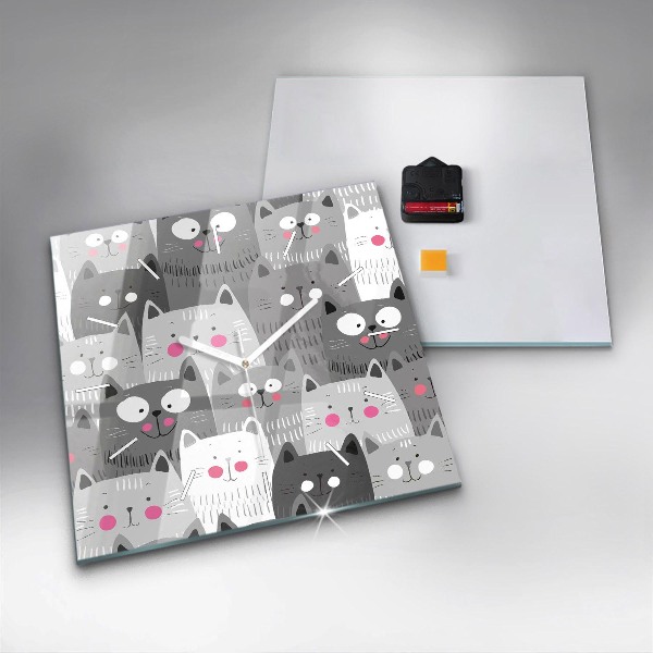 Orologio quadrato in vetro Modello con gatti