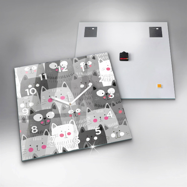 Orologio quadrato in vetro Modello con gatti
