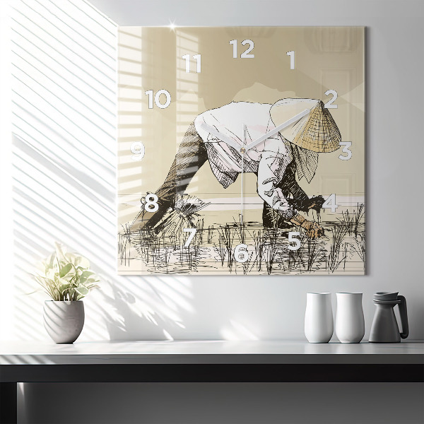 Orologio quadrato Donna che raccoglie il riso