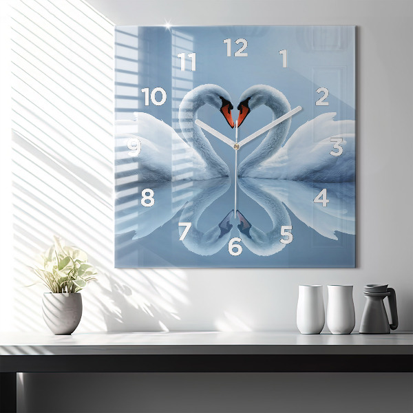 Orologio quadrato Cigni nel cuore