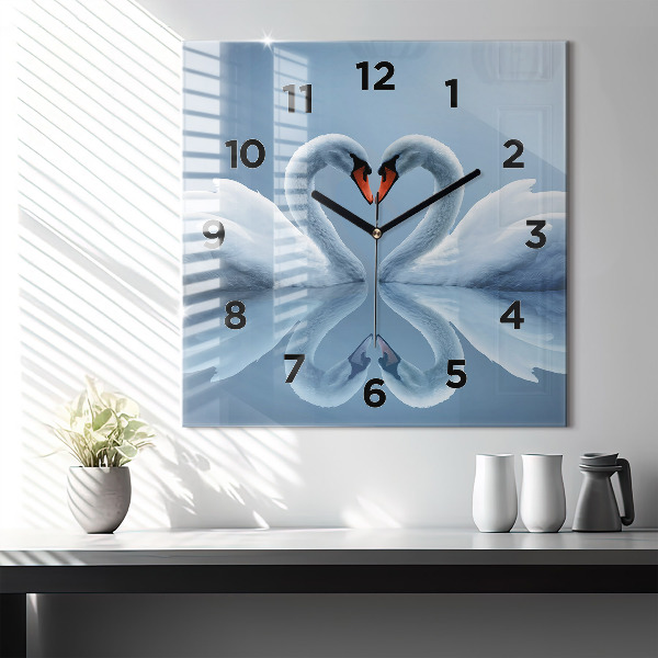 Orologio quadrato Cigni nel cuore
