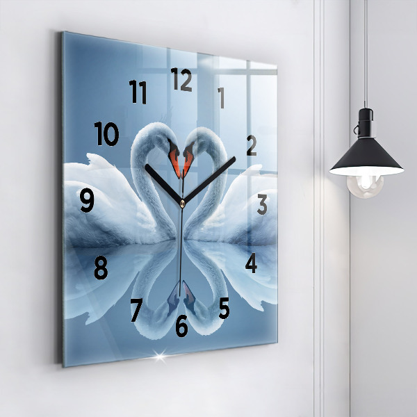 Orologio quadrato Cigni nel cuore