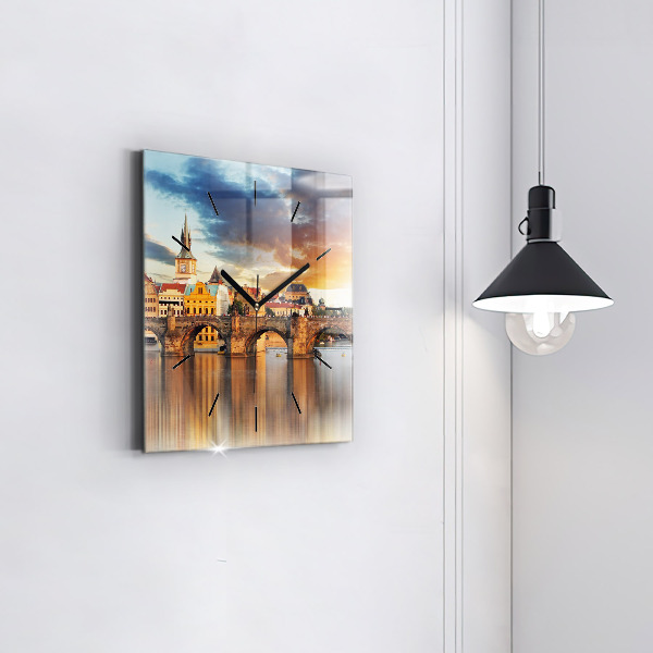 Orologio quadrato in vetro Panorama sul fiume