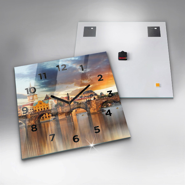 Orologio quadrato in vetro Panorama sul fiume