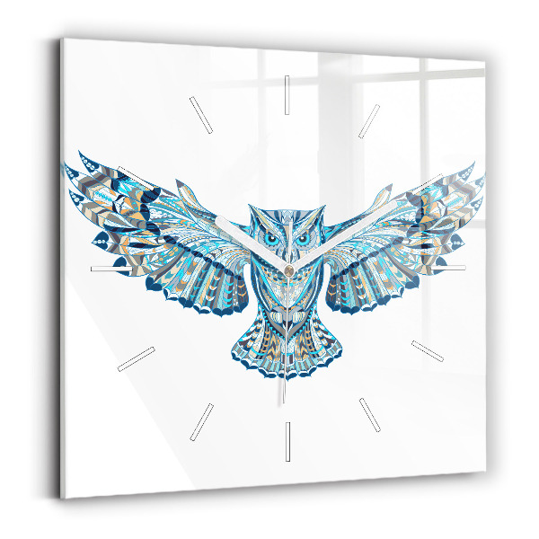 Orologio quadrato in vetro Gufo in volo