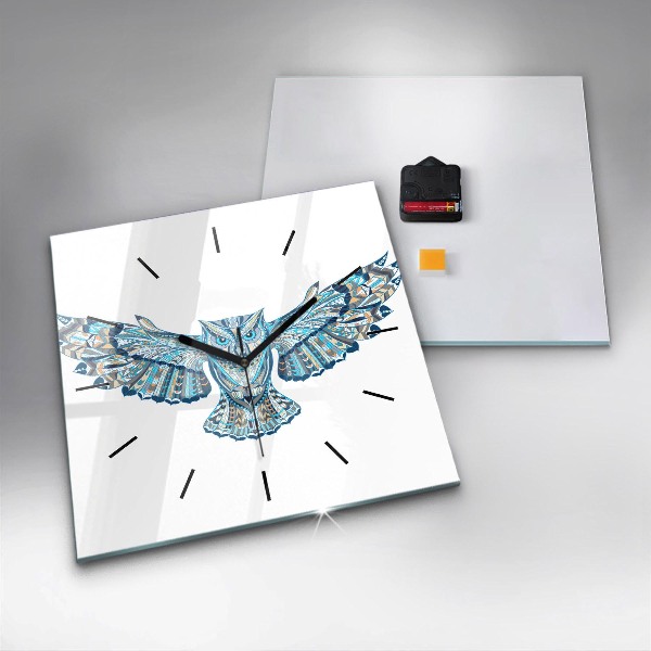 Orologio quadrato in vetro Gufo in volo