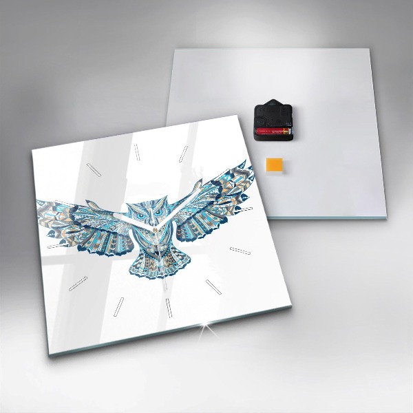 Orologio quadrato in vetro Gufo in volo