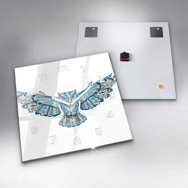Orologio quadrato in vetro Gufo in volo