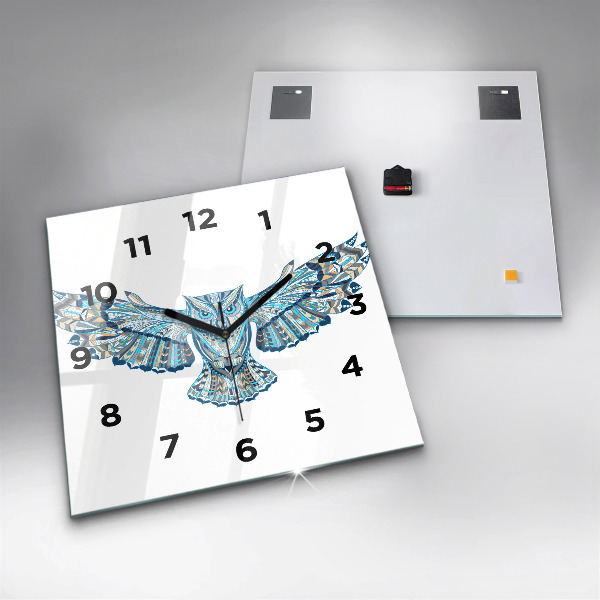 Orologio quadrato in vetro Gufo in volo