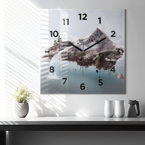 Orologio quadrato Isola volante e cascata