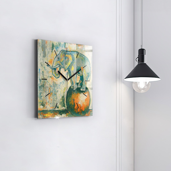 Orologio quadrato Postura dell'elefante dipinta