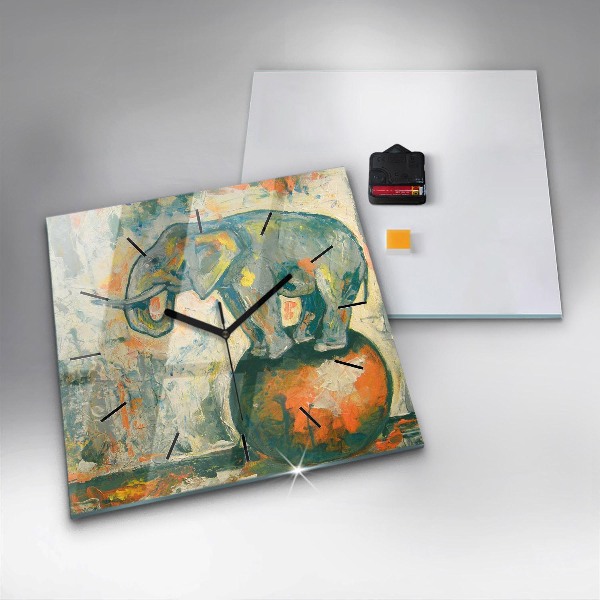 Orologio quadrato Postura dell'elefante dipinta