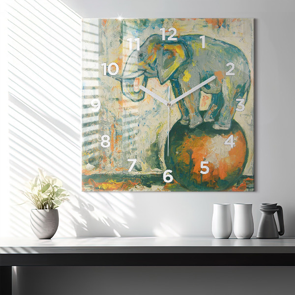 Orologio quadrato Postura dell'elefante dipinta