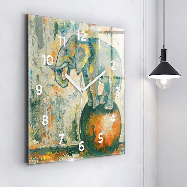 Orologio quadrato Postura dell'elefante dipinta