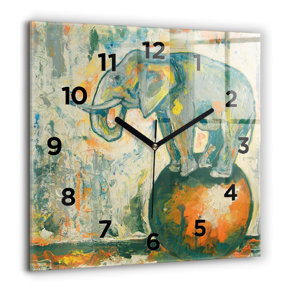 Orologio quadrato Postura dell'elefante dipinta