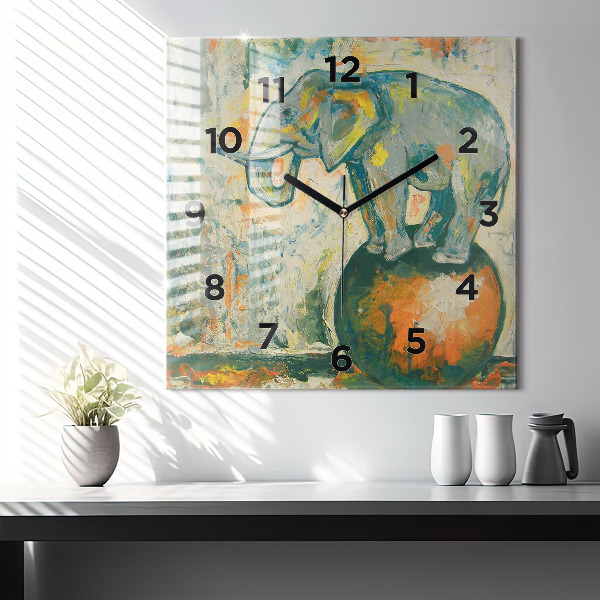 Orologio quadrato Postura dell'elefante dipinta