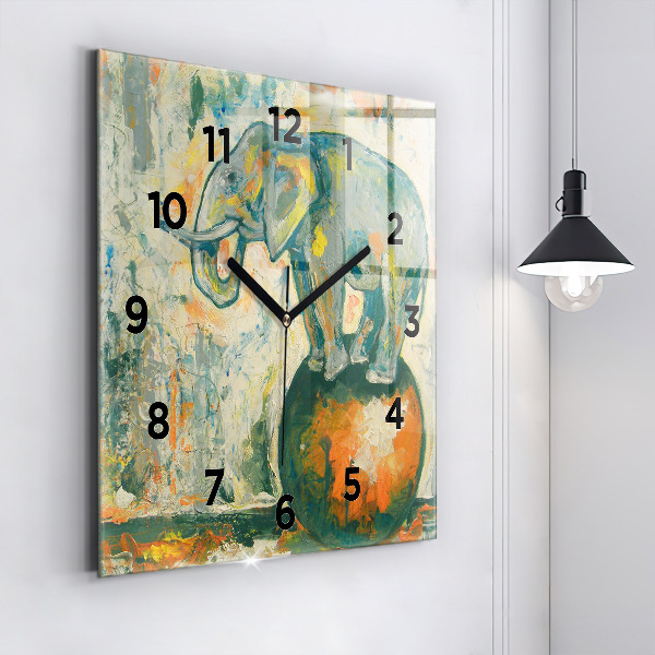Orologio quadrato Postura dell'elefante dipinta