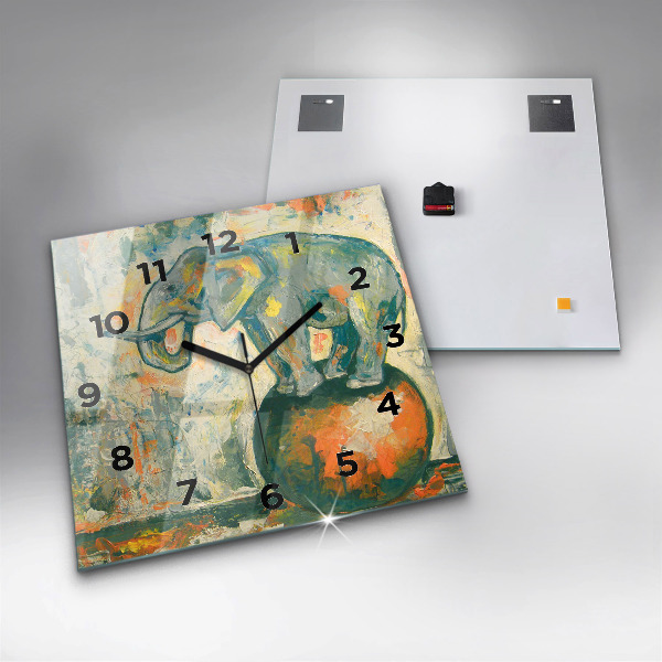 Orologio quadrato Postura dell'elefante dipinta