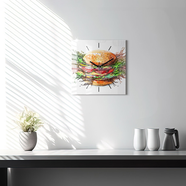 Orologio quadrato Hamburger con formaggio XXL