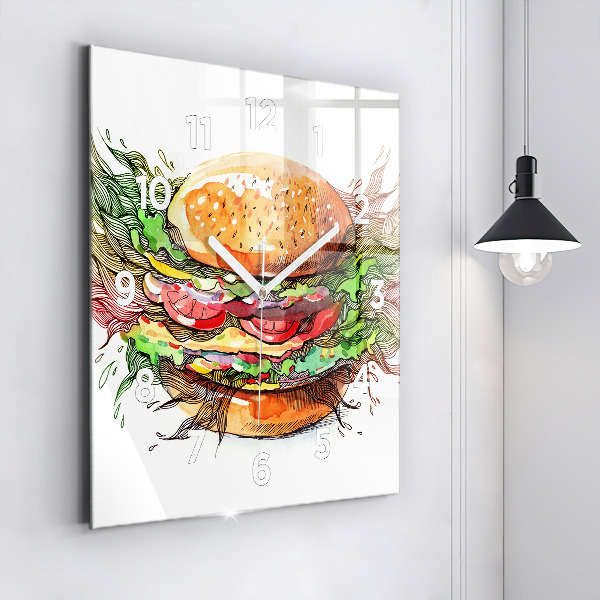 Orologio quadrato Hamburger con formaggio XXL