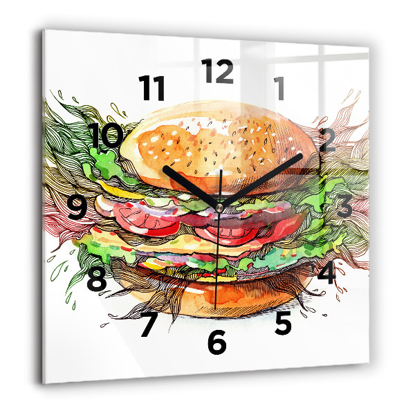Orologio quadrato Hamburger con formaggio XXL