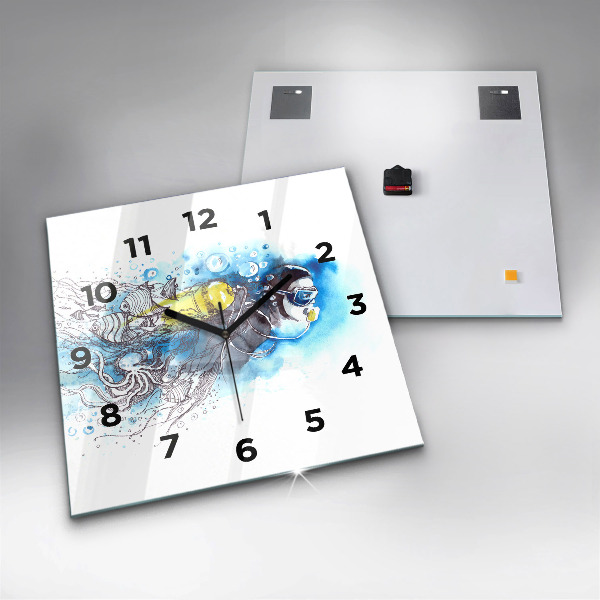 Orologio quadrato Vita dei pesci sottomarini