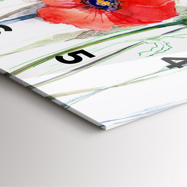 Orologio quadrato Papaveri rossi dipinti